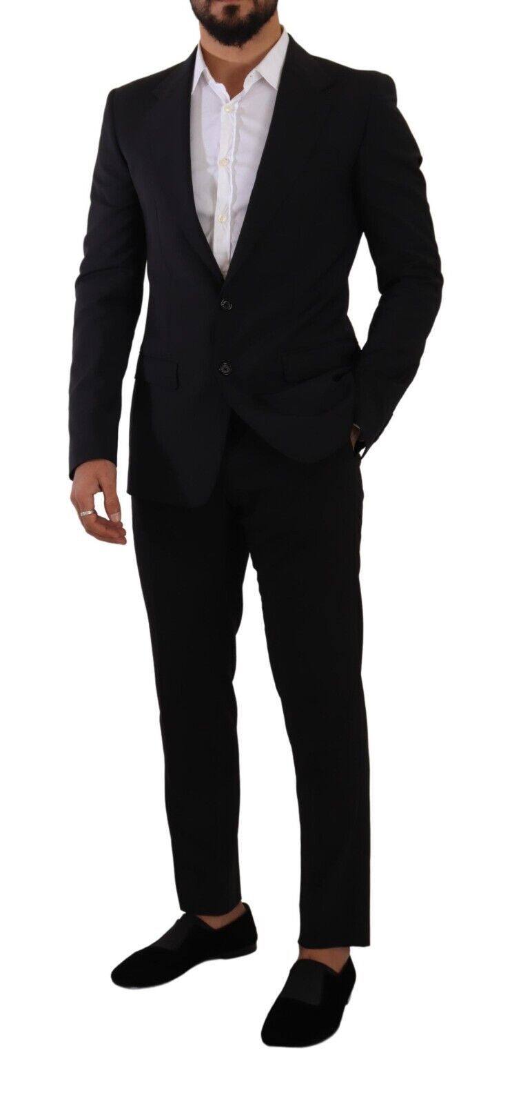 Black slim fit vest with two buttons from Dolce & Gabbana's Martini blazer collection, shown on a mannequin.