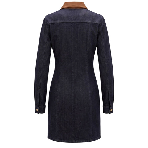 Navy blue Trussardi jeans with classic fit and stylish detailing, shown on a hanger against a plain background.