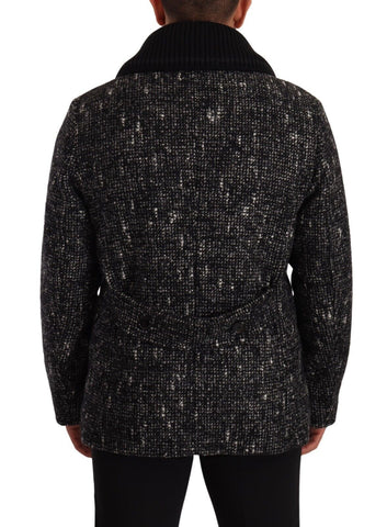 Black Wool Double Breasted Coat Men Jacket