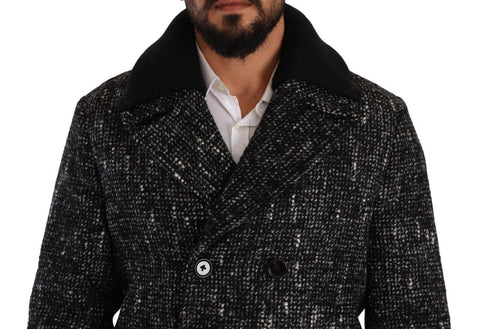 Black Wool Double Breasted Coat Men Jacket