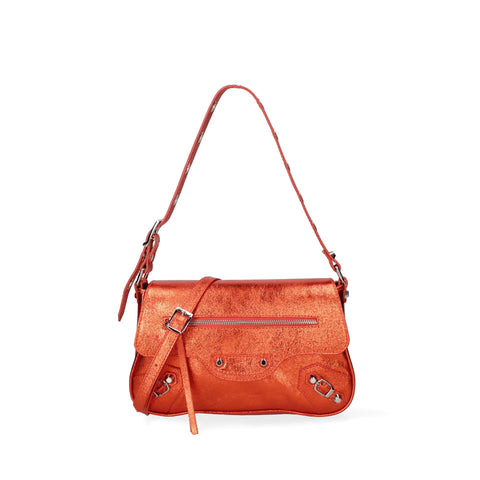 Roberta Rossi RR220723423FBG-L010_ARANCIO by Jag Couture London - New York, stylish orange handbag with textured leather and gold accents.