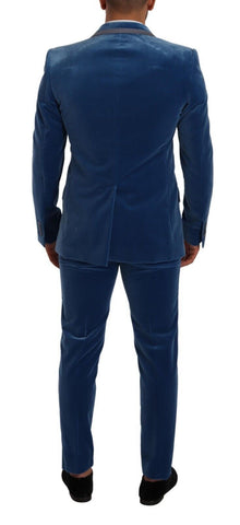 Blue SICILIA Velvet Slim Fit 2 Piece Suit