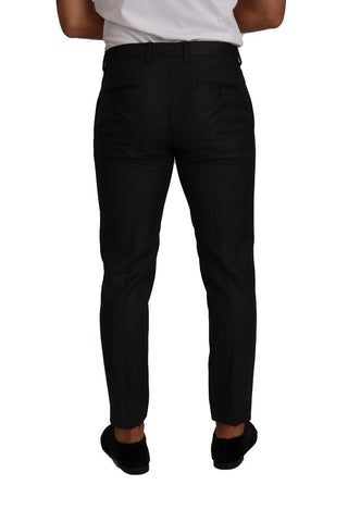 Gray Check Wool Formal Trouser Dress Pants