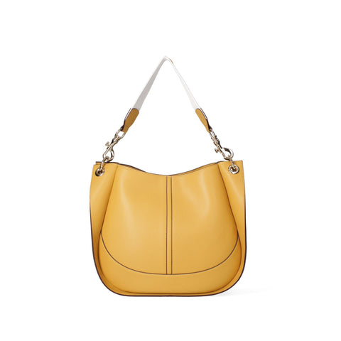 Light yellow Viola Castellani VC220722423FBG handbag by Jag Couture London - New York, featuring textured leather and gold-tone hardware.