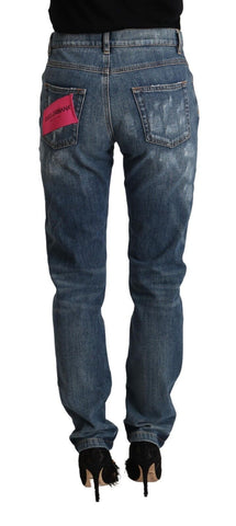 Blue Distressed Denim BOYFRIEND Skinny Jeans