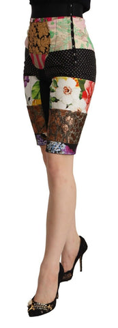 Multicolor Patchwork High Waist Cropped Pants