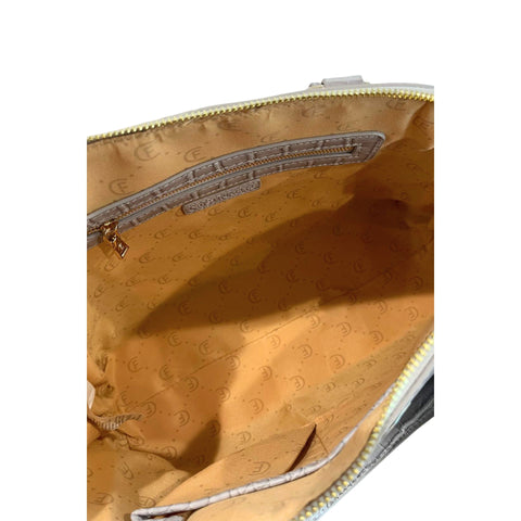 Cristinaeffe CF24FW023_GRIGIO handbag by Jag Couture London - New York, showing grey textured leather with gold-tone hardware.