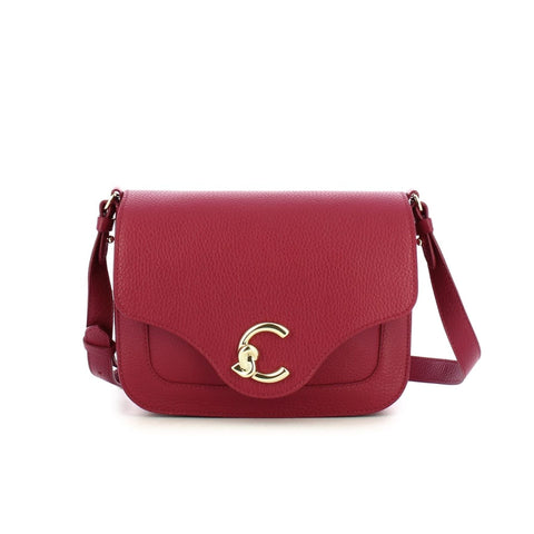 Jag Couture London-New York Coccinelle X073_E1SSL150101-_R16 handbag with textured leather and silver hardware, front view.