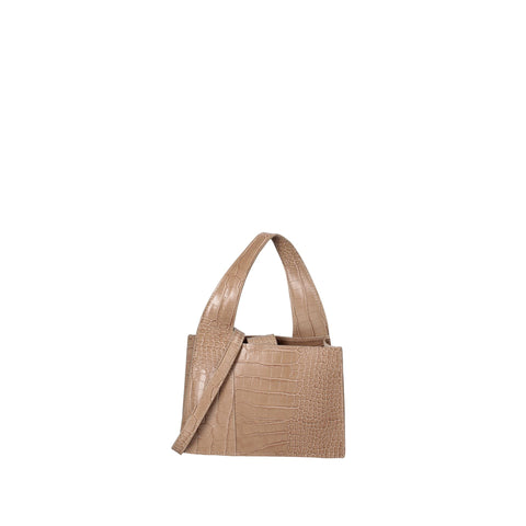 Jag Couture London taupe chiaro Roberta Rossi RR220722023FBG-C05 handbag with sleek leather design and silver hardware.