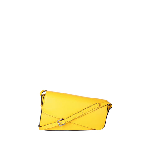 Roberta Rossi RR220722323FBG-L224 Giallo designer handbag by Jag Couture London New York, featuring vibrant yellow leather with gold accents.