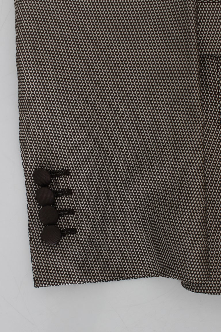 Brown Slim Fit Silk Two Button Blazer