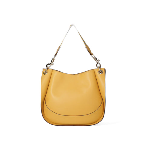 Light yellow Viola Castellani VC220722423FBG handbag by Jag Couture London New York showing textured leather and gold-tone hardware