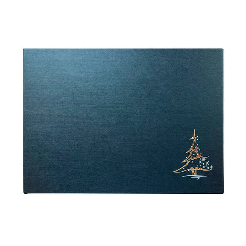 24 chocolate bases with vacuum form tray and black Wibalin Christmas tree lid, measuring 221x159x32mm, by Jag Couture London New York