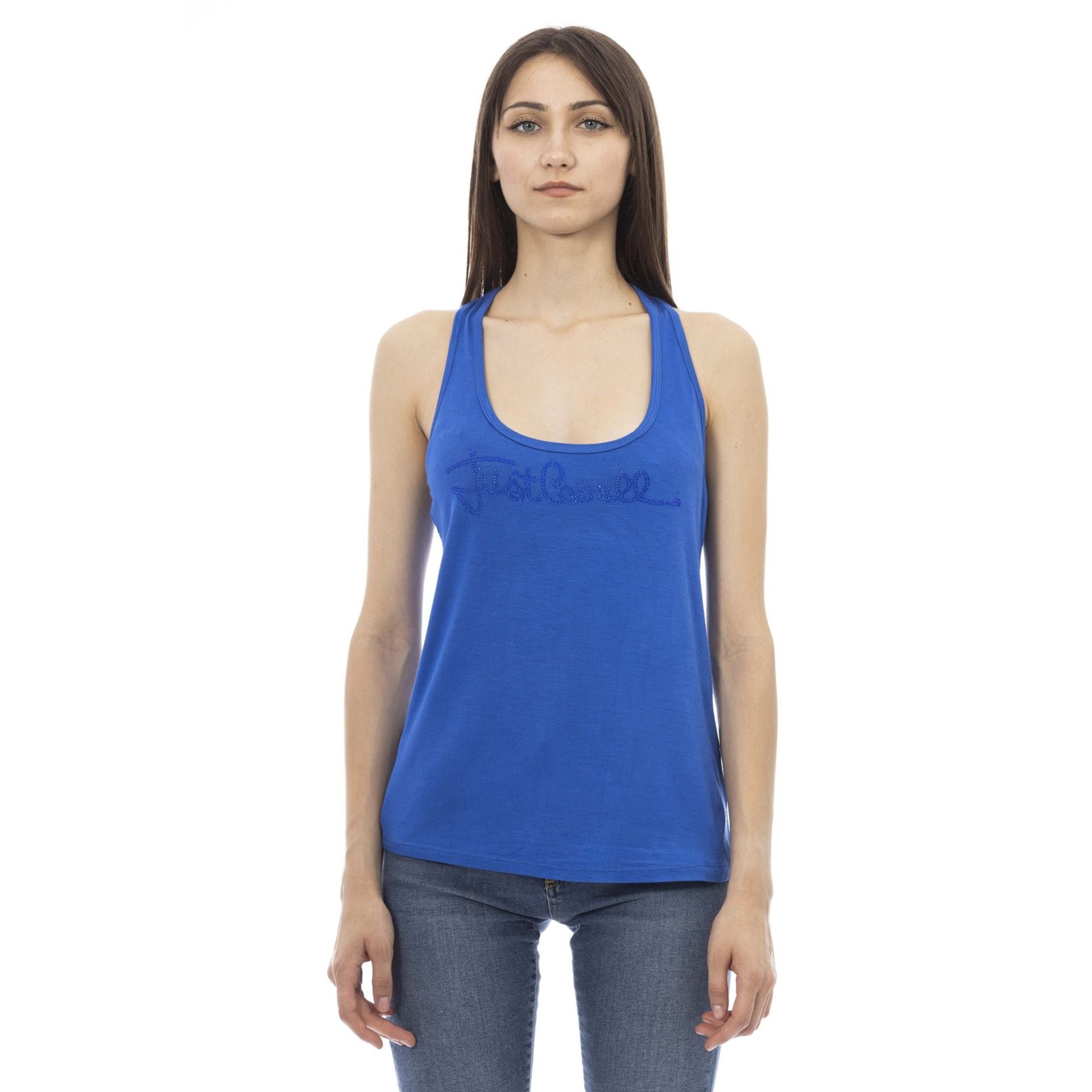 Just Cavalli beachwear D40151GRBC_PRUSSIA featuring vibrant blue and green patterns, perfect for summer beach outings.