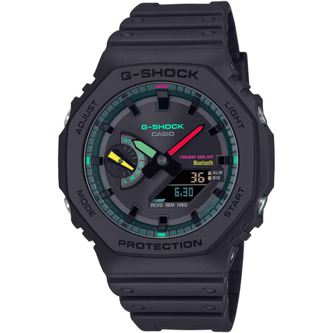 Casio GA-B2100MF-1AER G-Shock watch with black resin band and digital display, featuring sporty design and durable construction.