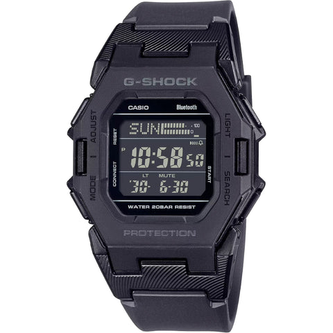 Casio X093_GD-B500-1ER digital watch with black strap and gold accents, featuring a round display and sporty design.