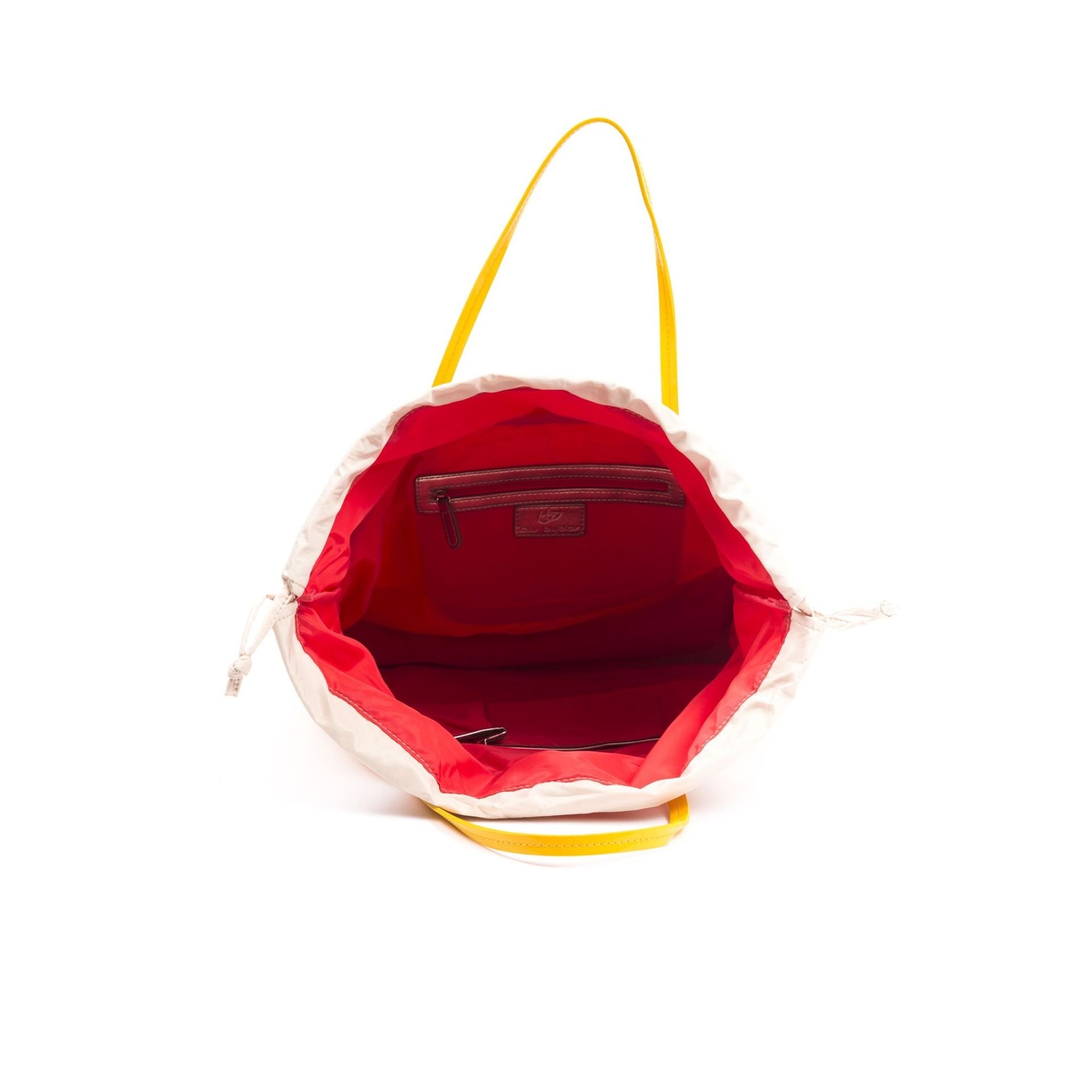 Jag Couture London Byblos 651401_009 yellow fashion handbag with gold hardware and textured leather detail.