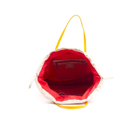 Jag Couture London Byblos 651401_009 yellow fashion handbag with gold hardware and textured leather detail.