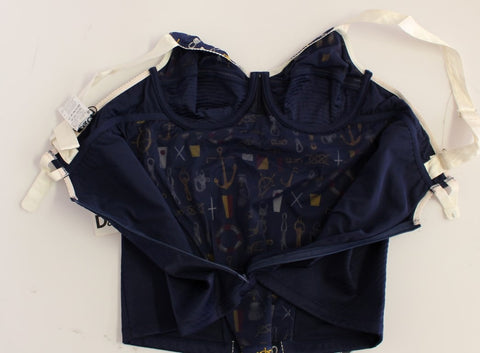 Blue sailor motif tank top by Dolce & Gabbana featuring a nautical design and sleeveless style.