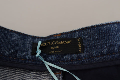 Blue Jeans Jacquard Majolica High Waist Pants