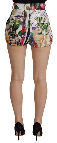 Multicolor high waist hot pants shorts by Dolce & Gabbana, featuring vibrant fabric and stylish fit.
