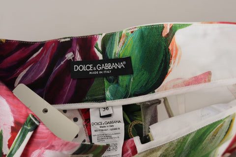 Multicolor high waist hot pants shorts by Dolce & Gabbana, featuring vibrant design and fitted style.