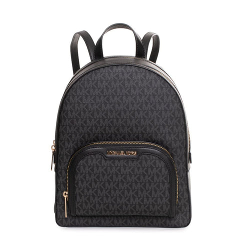 Black Michael Kors handbag with silver hardware and structured design, featuring the Kors logo on the front.