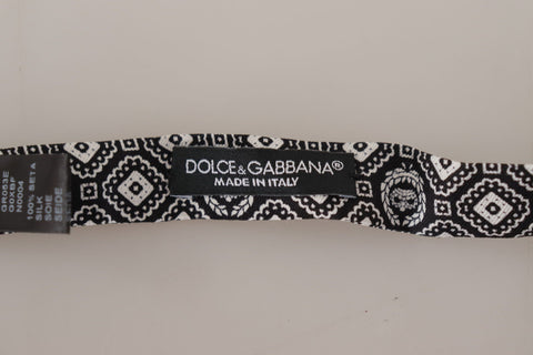 Black white 100% Silk Adjustable Neck Papillon Tie