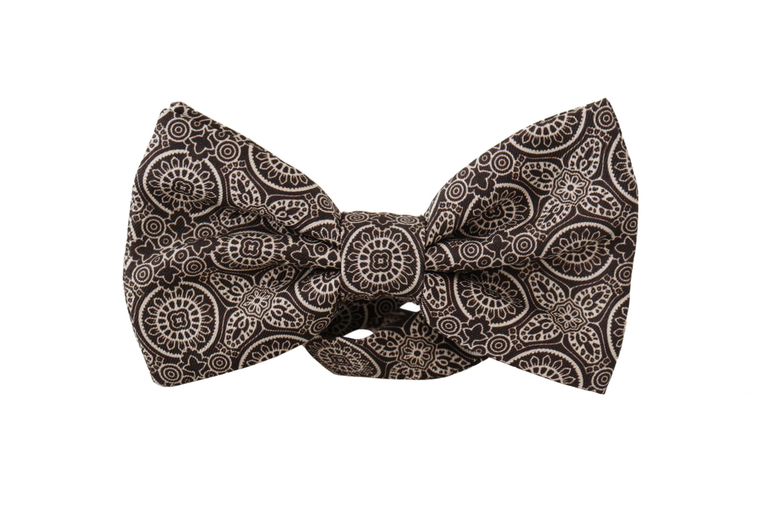 Black and white 100% silk adjustable neck papillon tie by Dolce & Gabbana, featuring a sleek, stylish bow design.