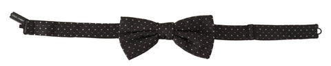 Dark Gray Polka Dot 100% Silk Neck Papillon Tie - Jag Couture London