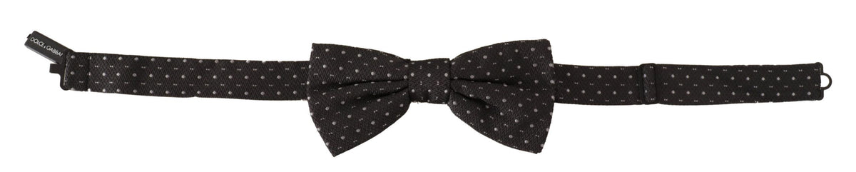 Dark Gray Polka Dot 100% Silk Neck Papillon Tie