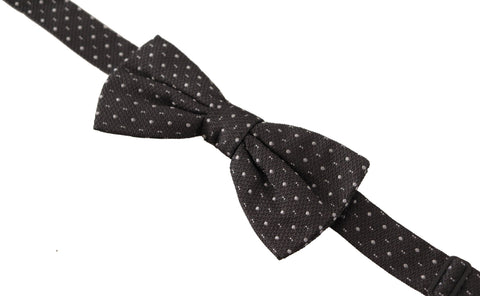 Dark Gray Polka Dot 100% Silk Neck Papillon Tie