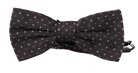 Dark Gray Polka Dot 100% Silk Neck Papillon Tie