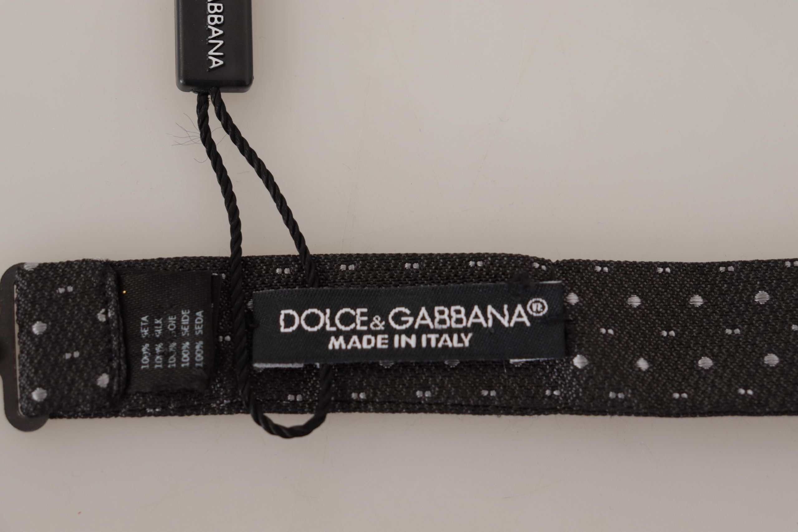 Dark Gray Polka Dot 100% Silk Neck Papillon Tie