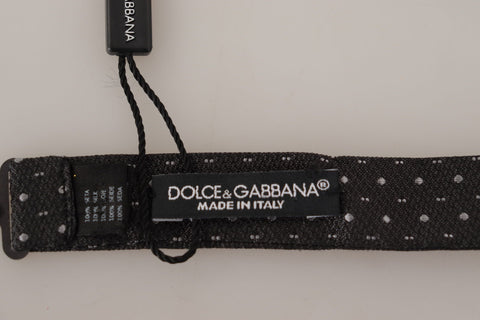 Dark Gray Polka Dot 100% Silk Neck Papillon Tie