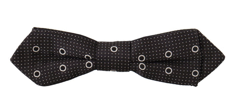 Dark Gray White Polka Dot 100% Silk Neck Papillon Tie