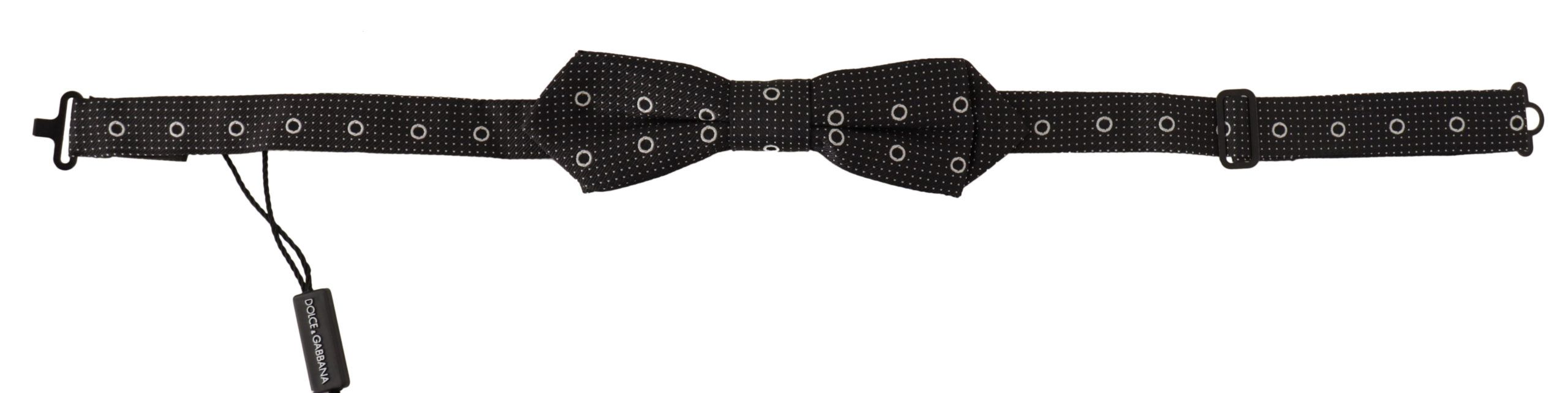 Dark Gray White Polka Dot 100% Silk Neck Papillon Tie