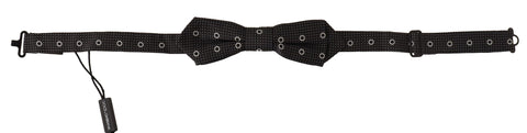 Dark Gray White Polka Dot 100% Silk Neck Papillon Tie