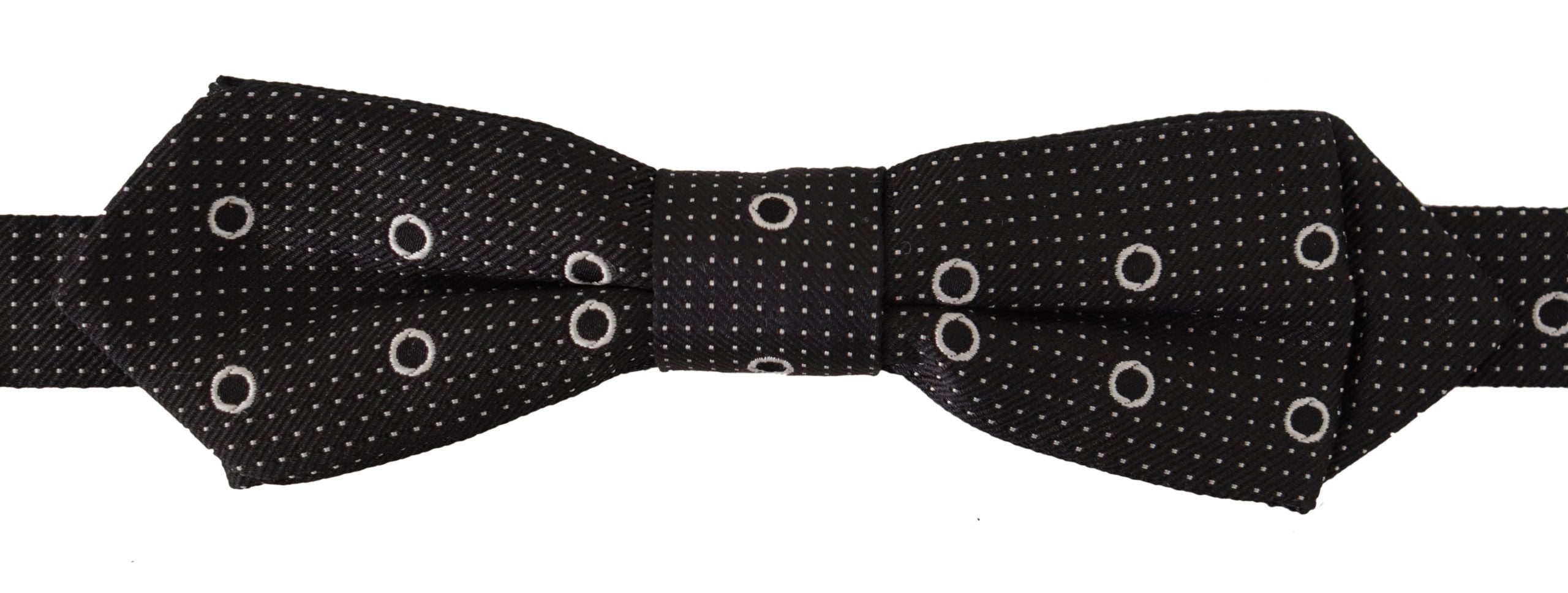 Dark Gray White Polka Dot 100% Silk Neck Papillon Tie