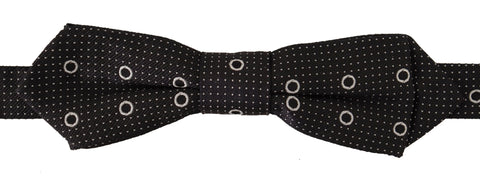 Dark Gray White Polka Dot 100% Silk Neck Papillon Tie