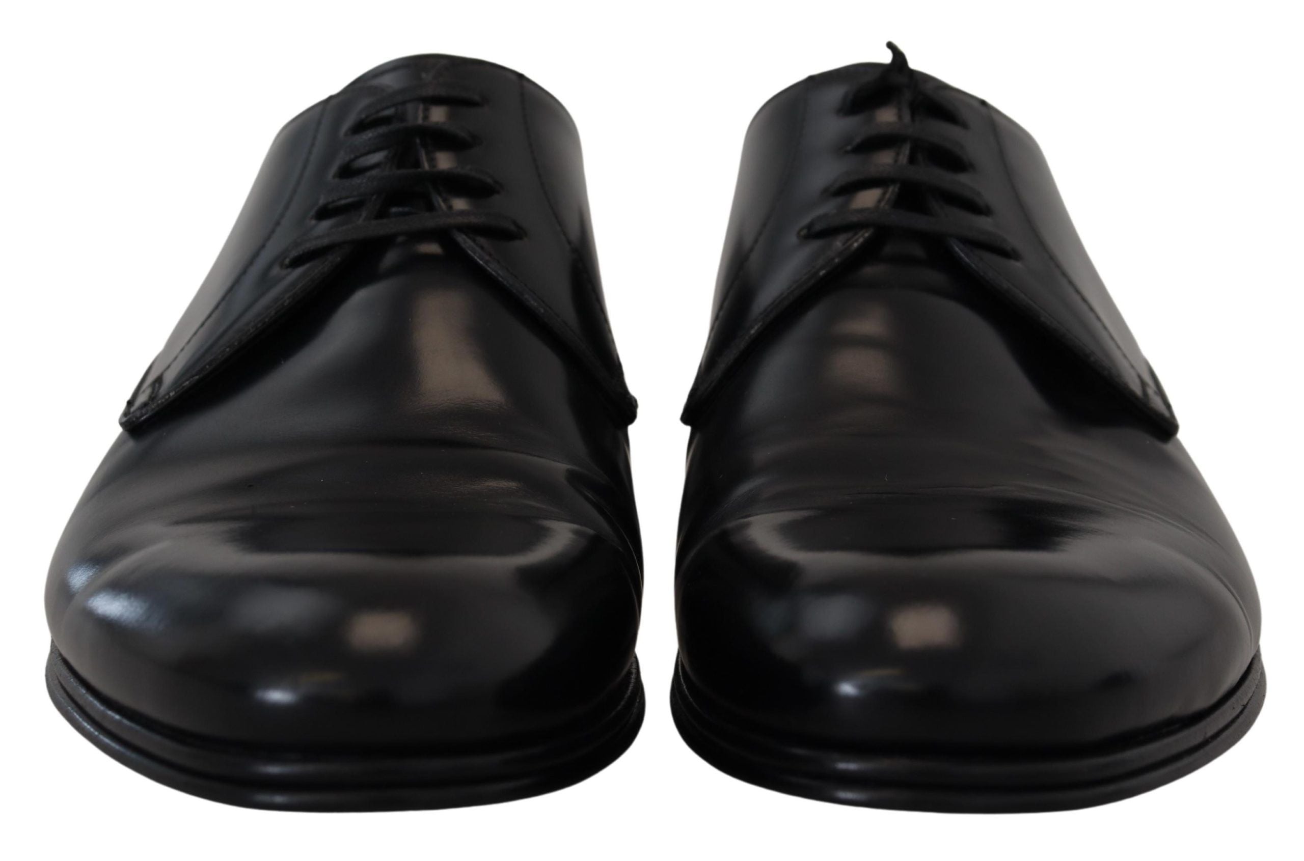 Black leather formal dress shoes by Dolce & Gabbana with sleek design and polished finish, suitable for elegant occasions.