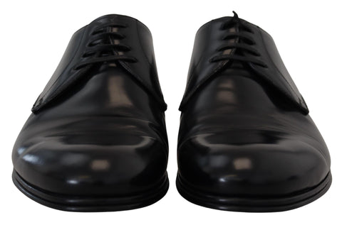 Black leather formal dress shoes by Dolce & Gabbana with sleek design and polished finish, suitable for elegant occasions.