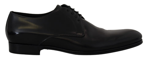 Black leather formal dress shoes by Dolce & Gabbana, polished and stylish with sleek design for elegant occasions.