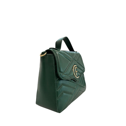 Cristinaeffe CF24FW025_VERDE handbag by Jag Couture London - New York, featuring green leather with silver hardware.