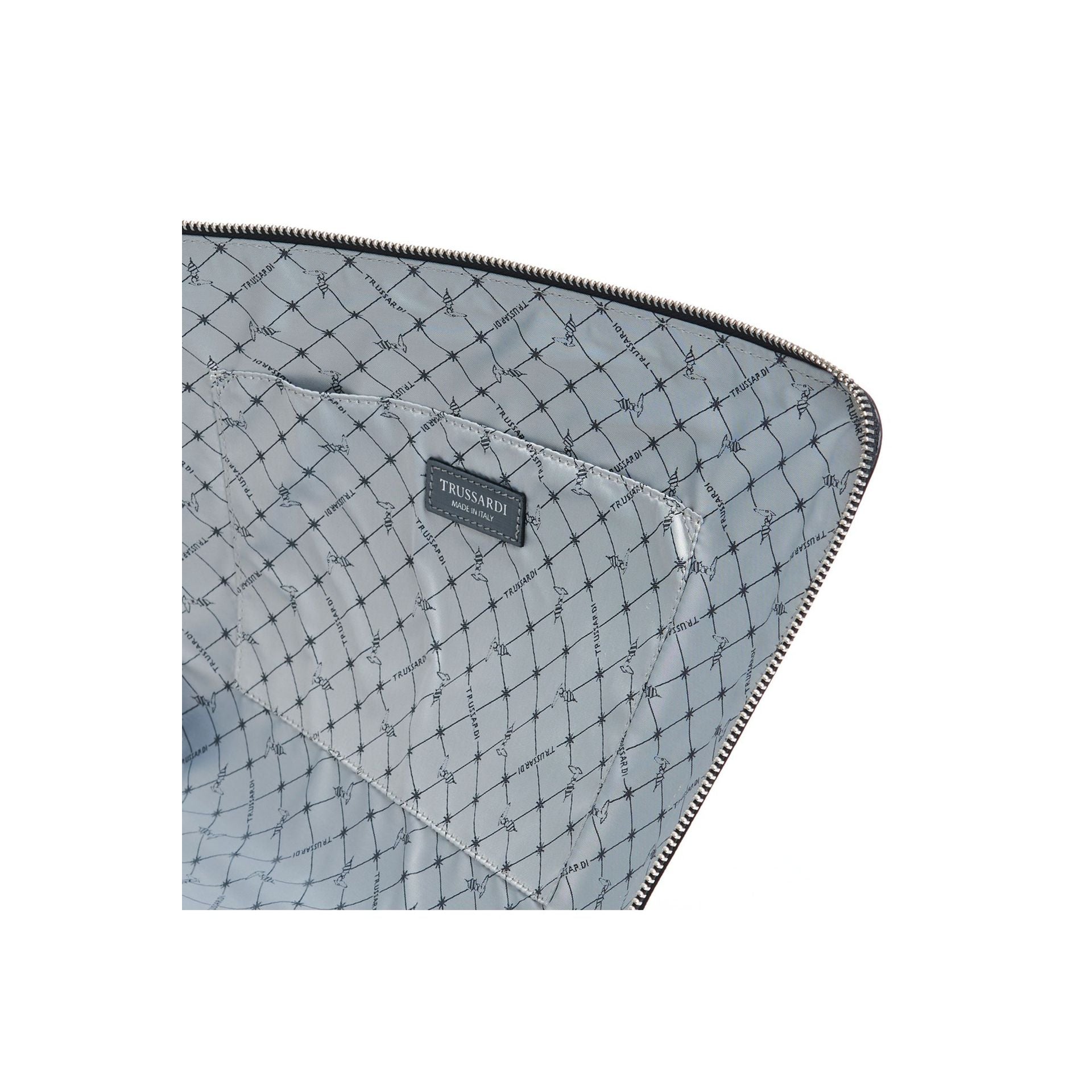 Trussardi 72B000422Y000125_K309 black and grey handbag by Jag Couture London featuring sleek design and textured material.