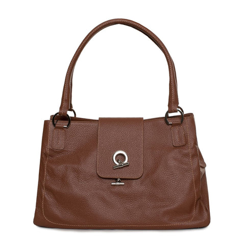 Jag Couture London New York Lamarthe X073_LAM103-_U207 stylish leather handbag with silver hardware and structured design.
