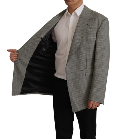 Gray Checkered Single Breasted Jacket Blazer