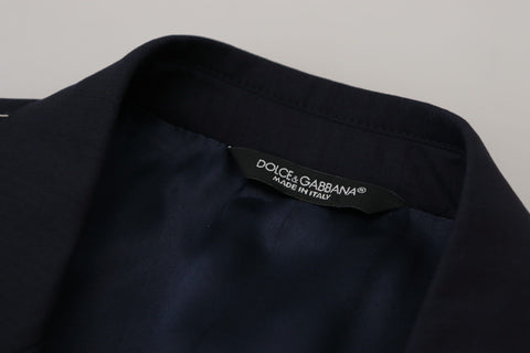 Blue Wool Single Breasted Coat Blazer