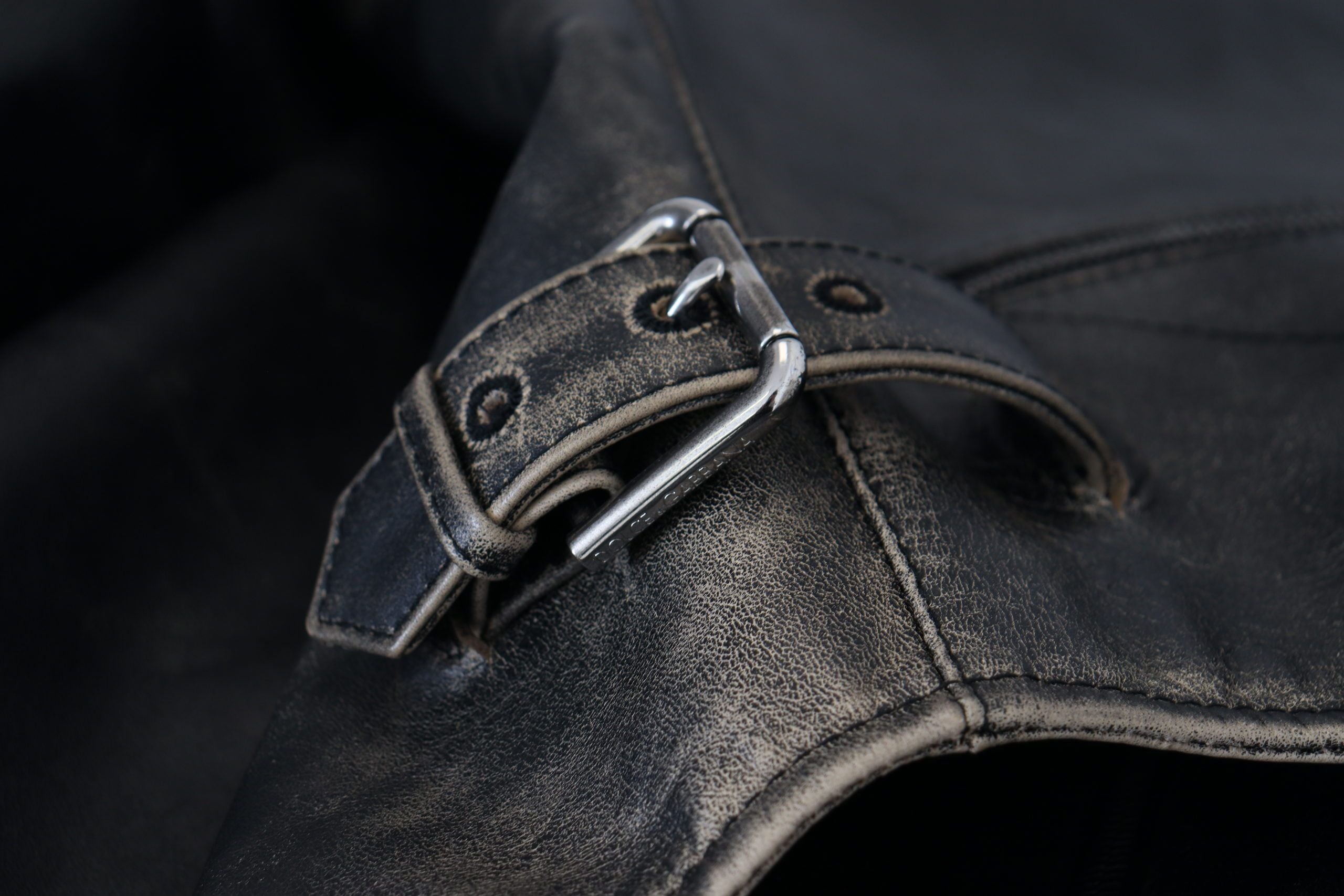 Black Leather Zipper Biker Coat Jacket