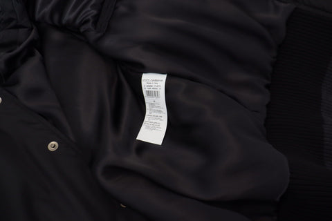 Black Nylon Crystals Coat Buttons Jacket
